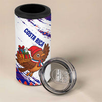 Costa Rica Christmas 4 in 1 Can Cooler Tumbler with Holiday Bird Gifts Red Blue Pattern and National Flag Design - Wonder Print Shop