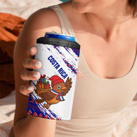 Costa Rica Christmas 4 in 1 Can Cooler Tumbler with Holiday Bird Gifts Red Blue Pattern and National Flag Design - Wonder Print Shop