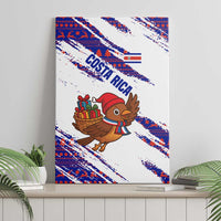 Costa Rica Christmas Canvas Wall Art with Holiday Bird Gifts Red Blue Pattern and National Flag Design - Wonder Print Shop