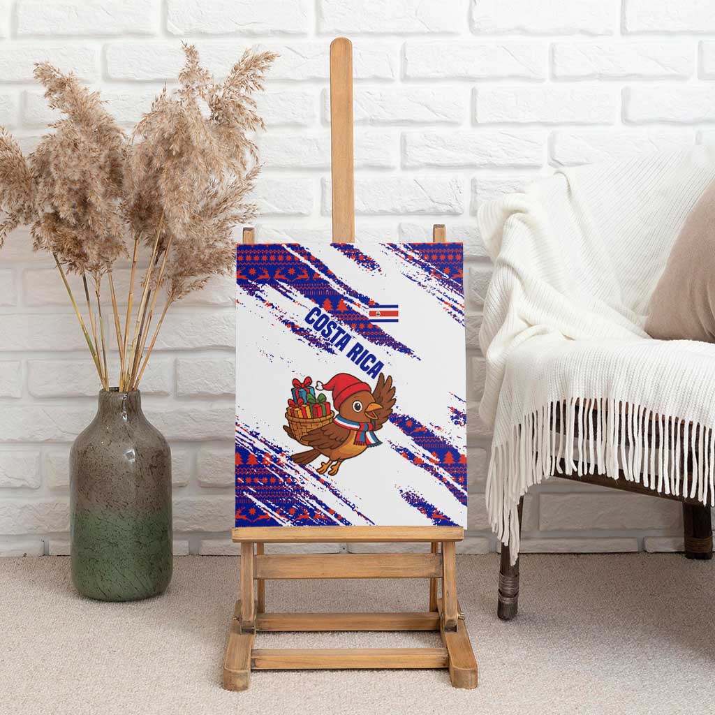 Costa Rica Christmas Canvas Wall Art with Holiday Bird Gifts Red Blue Pattern and National Flag Design - Wonder Print Shop