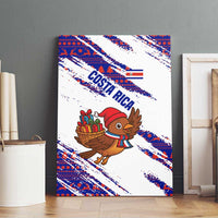 Costa Rica Christmas Canvas Wall Art with Holiday Bird Gifts Red Blue Pattern and National Flag Design - Wonder Print Shop