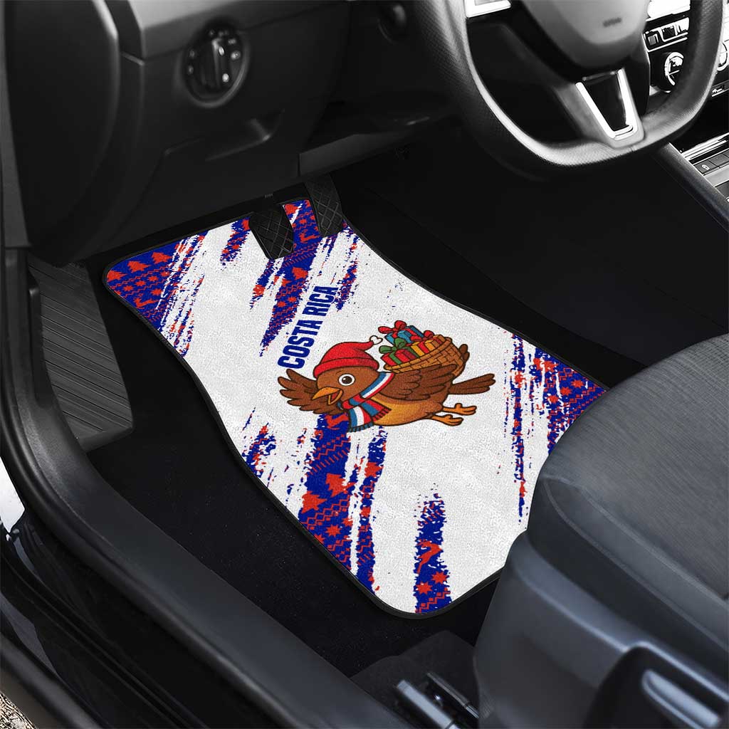 Costa Rica Christmas Car Mats with Holiday Bird Gifts Red Blue Pattern and National Flag Design - Wonder Print Shop