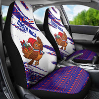 Costa Rica Christmas Car Seat Cover with Holiday Bird Gifts Red Blue Pattern and National Flag Design - Wonder Print Shop