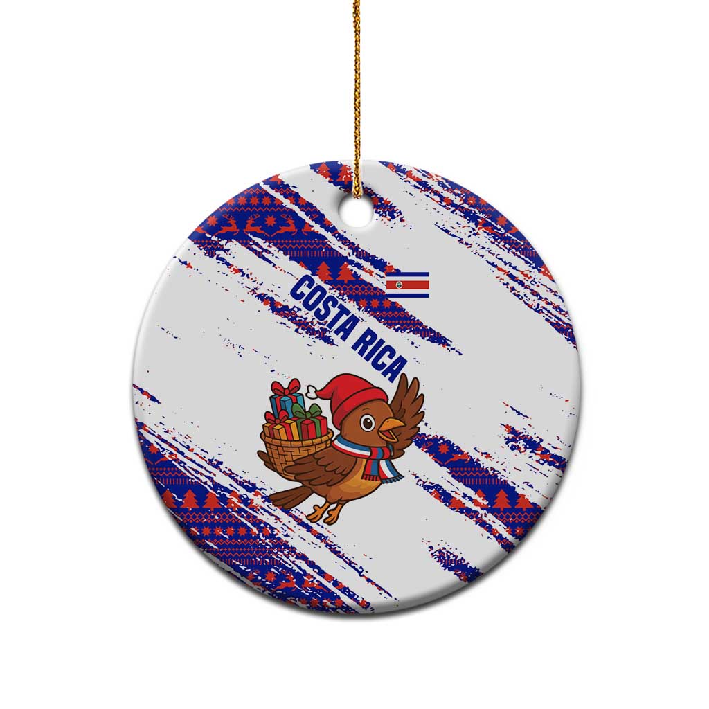 Costa Rica Christmas Ceramic Ornament with Holiday Bird Gifts Red Blue Pattern and National Flag Design - Wonder Print Shop