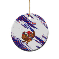 Costa Rica Christmas Ceramic Ornament with Holiday Bird Gifts Red Blue Pattern and National Flag Design - Wonder Print Shop