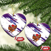 Costa Rica Christmas Ceramic Ornament with Holiday Bird Gifts Red Blue Pattern and National Flag Design - Wonder Print Shop