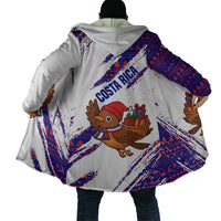 Costa Rica Christmas Cloak with Holiday Bird Gifts Red Blue Pattern and National Flag Design - Wonder Print Shop
