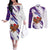 Costa Rica Christmas Couples Matching Off The Shoulder Long Sleeve Dress and Long Sleeve Button Shirt with Holiday Bird Gifts Red Blue Pattern and National Flag Design - Wonder Print Shop
