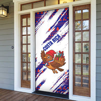 Costa Rica Christmas Door Cover with Holiday Bird Gifts Red Blue Pattern and National Flag Design - Wonder Print Shop
