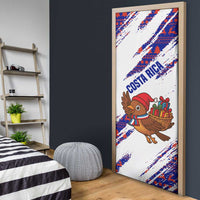 Costa Rica Christmas Door Cover with Holiday Bird Gifts Red Blue Pattern and National Flag Design - Wonder Print Shop
