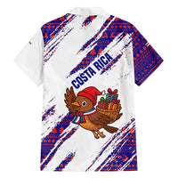 Costa Rica Christmas Family Matching Long Sleeve Bodycon Dress and Hawaiian Shirt with Holiday Bird Gifts Red Blue Pattern and National Flag Design - Wonder Print Shop