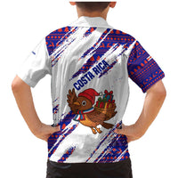 Costa Rica Christmas Family Matching Mermaid Dress and Hawaiian Shirt with Holiday Bird Gifts Red Blue Pattern and National Flag Design - Wonder Print Shop