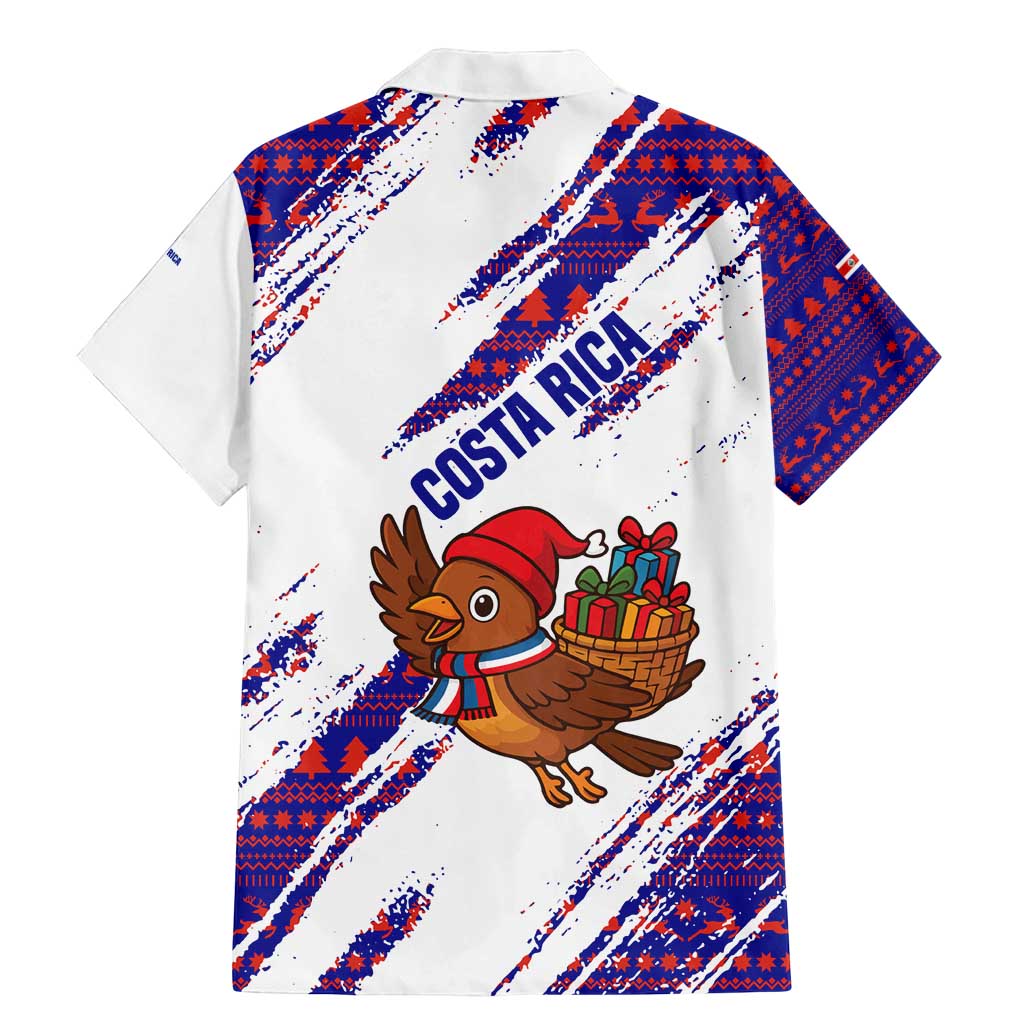 Costa Rica Christmas Family Matching Mermaid Dress and Hawaiian Shirt with Holiday Bird Gifts Red Blue Pattern and National Flag Design - Wonder Print Shop