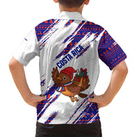 Costa Rica Christmas Family Matching Summer Maxi Dress and Hawaiian Shirt with Holiday Bird Gifts Red Blue Pattern and National Flag Design - Wonder Print Shop