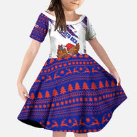 Costa Rica Christmas Family Matching Summer Maxi Dress and Hawaiian Shirt with Holiday Bird Gifts Red Blue Pattern and National Flag Design - Wonder Print Shop