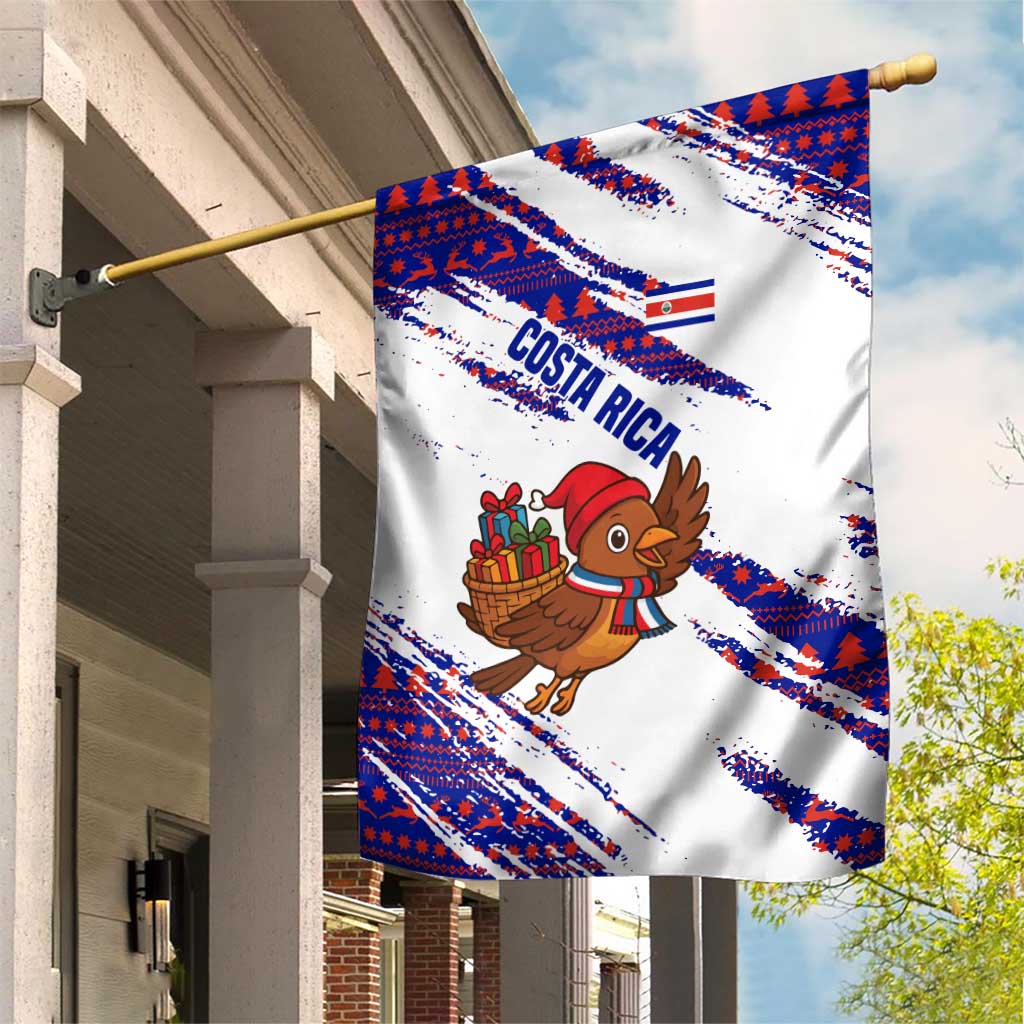 Costa Rica Christmas Garden Flag with Holiday Bird Gifts Red Blue Pattern and National Flag Design - Wonder Print Shop