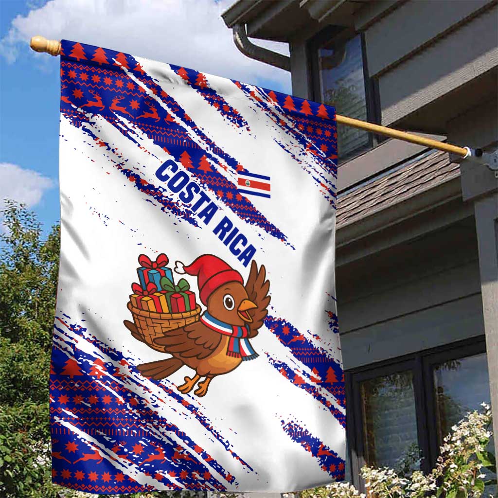 Costa Rica Christmas Garden Flag with Holiday Bird Gifts Red Blue Pattern and National Flag Design - Wonder Print Shop
