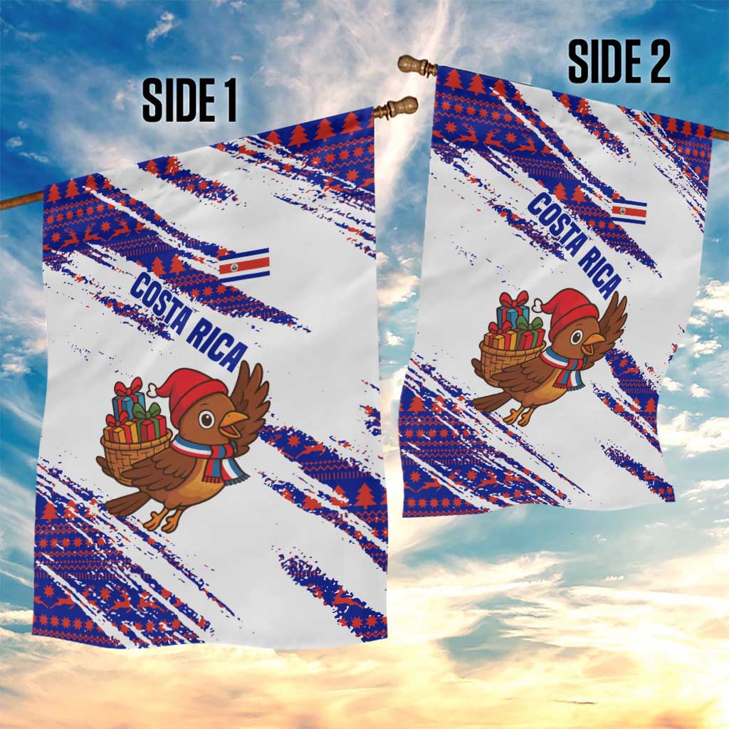 Costa Rica Christmas Garden Flag with Holiday Bird Gifts Red Blue Pattern and National Flag Design - Wonder Print Shop
