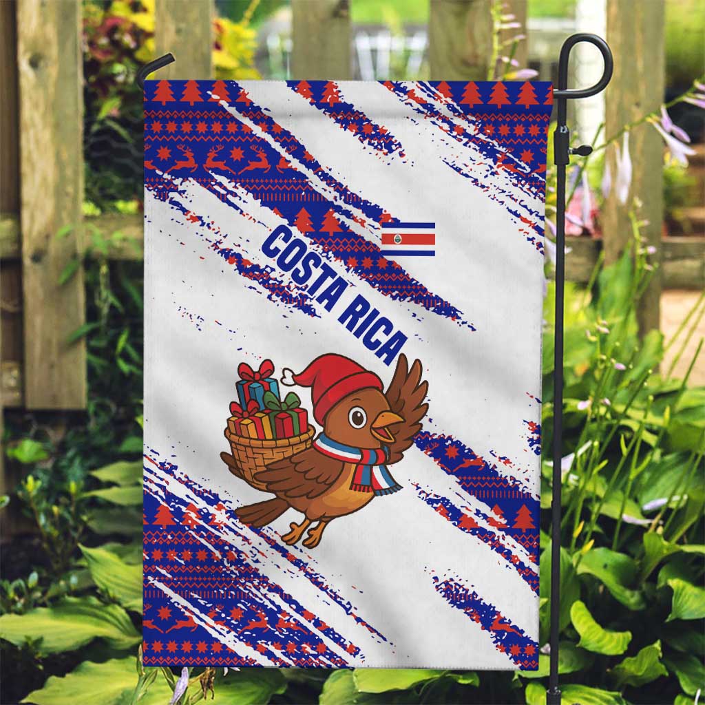 Costa Rica Christmas Garden Flag with Holiday Bird Gifts Red Blue Pattern and National Flag Design - Wonder Print Shop