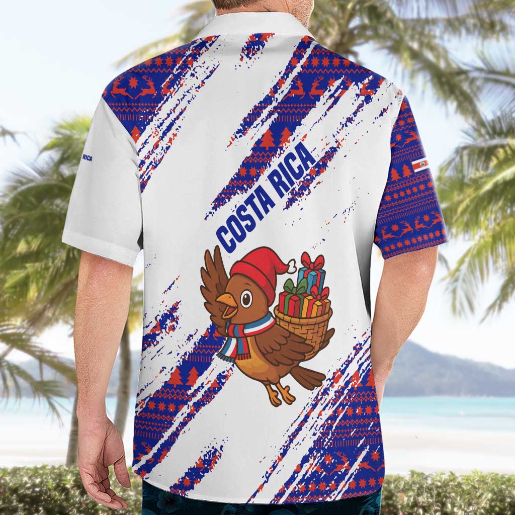 Costa Rica Christmas Hawaiian Shirt with Holiday Bird Gifts Red Blue Pattern and National Flag Design - Wonder Print Shop