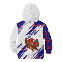 Costa Rica Christmas Kid Hoodie with Holiday Bird Gifts Red Blue Pattern and National Flag Design - Wonder Print Shop