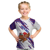 Costa Rica Christmas Kid T Shirt with Holiday Bird Gifts Red Blue Pattern and National Flag Design - Wonder Print Shop