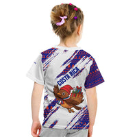 Costa Rica Christmas Kid T Shirt with Holiday Bird Gifts Red Blue Pattern and National Flag Design - Wonder Print Shop