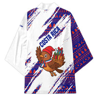 Costa Rica Christmas Kimono with Holiday Bird Gifts Red Blue Pattern and National Flag Design - Wonder Print Shop
