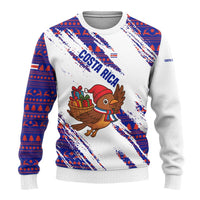 Costa Rica Christmas Ugly Christmas Sweater with Holiday Bird Gifts Red Blue Pattern and National Flag Design - Wonder Print Shop