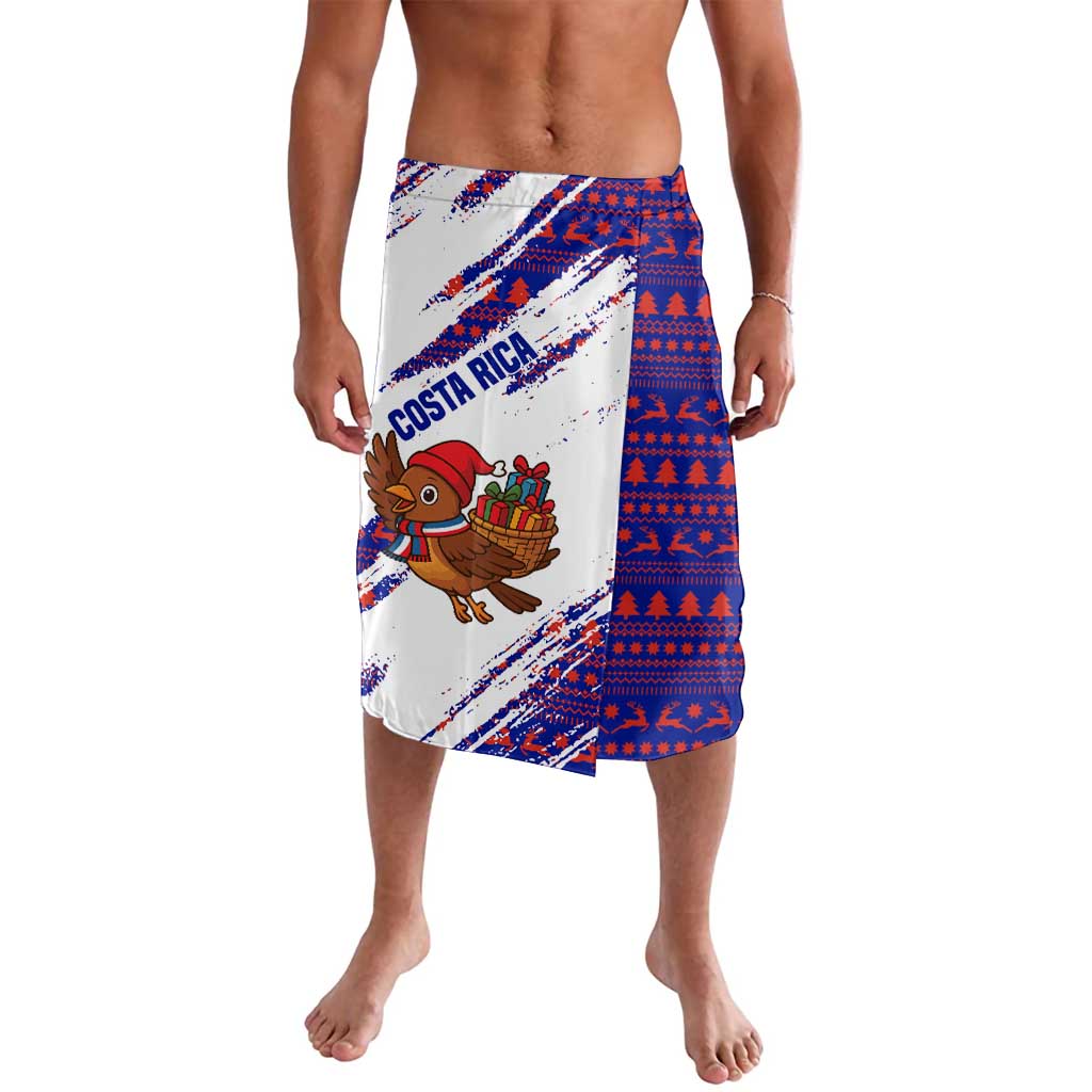 Costa Rica Christmas Lavalava with Holiday Bird Gifts Red Blue Pattern and National Flag Design - Wonder Print Shop