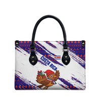 Costa Rica Christmas Leather Bag with Holiday Bird Gifts Red Blue Pattern and National Flag Design - Wonder Print Shop