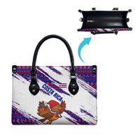 Costa Rica Christmas Leather Bag with Holiday Bird Gifts Red Blue Pattern and National Flag Design - Wonder Print Shop