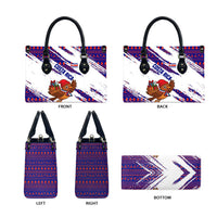 Costa Rica Christmas Leather Bag with Holiday Bird Gifts Red Blue Pattern and National Flag Design - Wonder Print Shop