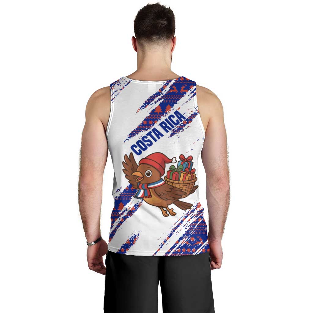 Costa Rica Christmas Men Tank Top with Holiday Bird Gifts Red Blue Pattern and National Flag Design - Wonder Print Shop