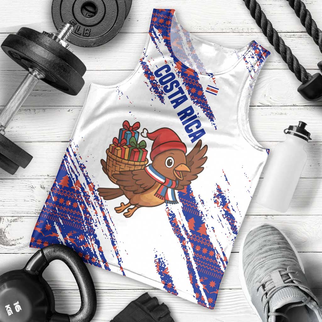 Costa Rica Christmas Men Tank Top with Holiday Bird Gifts Red Blue Pattern and National Flag Design - Wonder Print Shop