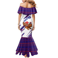 Costa Rica Christmas Mermaid Dress with Holiday Bird Gifts Red Blue Pattern and National Flag Design - Wonder Print Shop