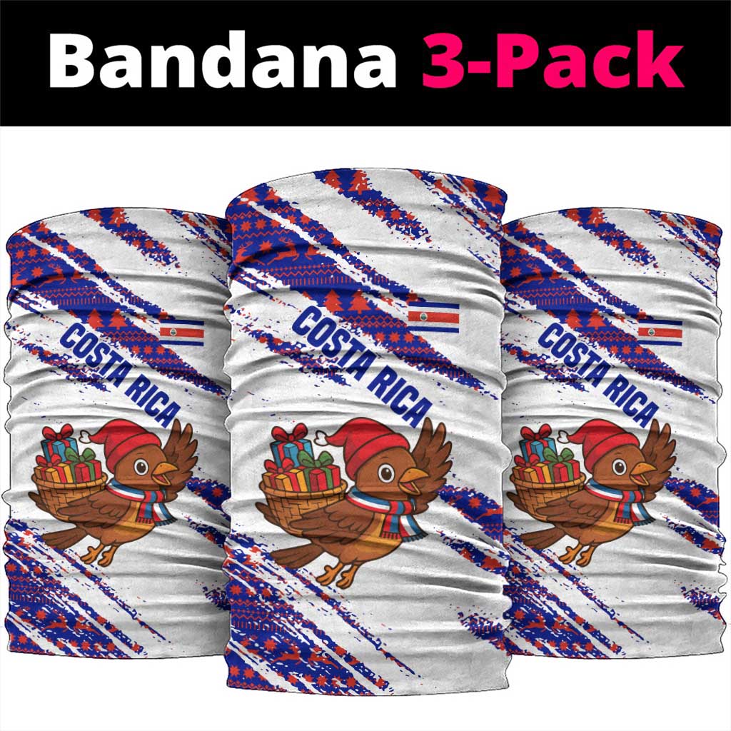 Costa Rica Christmas Neck Gaiter with Holiday Bird Gifts Red Blue Pattern and National Flag Design - Wonder Print Shop