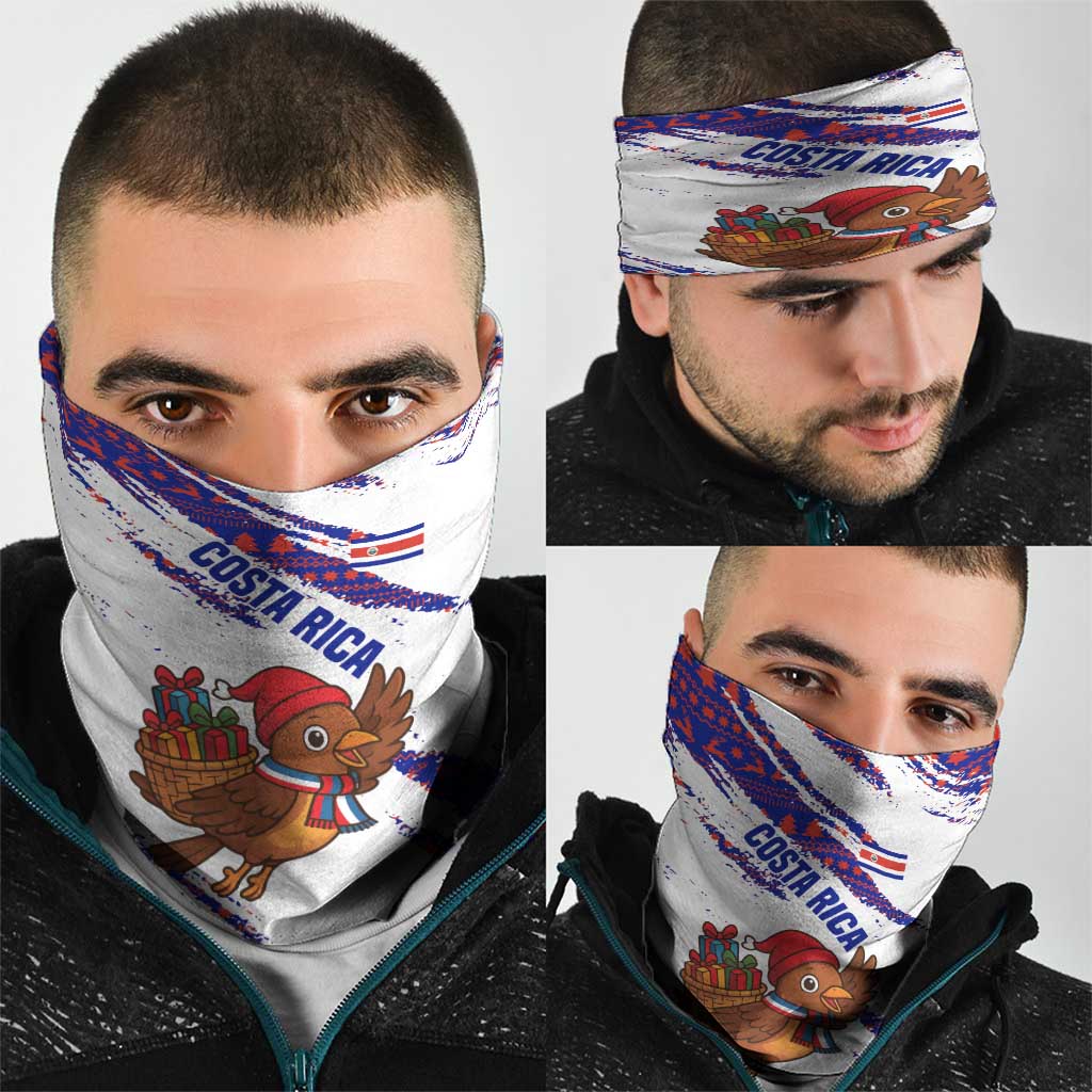 Costa Rica Christmas Neck Gaiter with Holiday Bird Gifts Red Blue Pattern and National Flag Design - Wonder Print Shop
