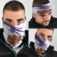 Costa Rica Christmas Neck Gaiter with Holiday Bird Gifts Red Blue Pattern and National Flag Design - Wonder Print Shop