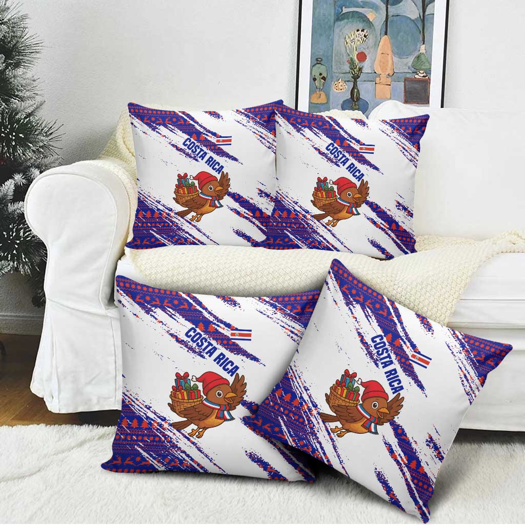 Costa Rica Christmas Pillow Cover with Holiday Bird Gifts Red Blue Pattern and National Flag Design - Wonder Print Shop