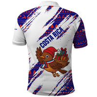 Costa Rica Christmas Polo Shirt with Holiday Bird Gifts Red Blue Pattern and National Flag Design - Wonder Print Shop