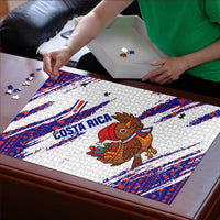 Costa Rica Christmas Puzzle with Holiday Bird Gifts Red Blue Pattern and National Flag Design - Wonder Print Shop