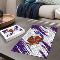 Costa Rica Christmas Puzzle with Holiday Bird Gifts Red Blue Pattern and National Flag Design - Wonder Print Shop