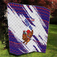 Costa Rica Christmas Quilt with Holiday Bird Gifts Red Blue Pattern and National Flag Design - Wonder Print Shop