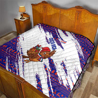 Costa Rica Christmas Quilt with Holiday Bird Gifts Red Blue Pattern and National Flag Design - Wonder Print Shop