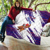 Costa Rica Christmas Quilt with Holiday Bird Gifts Red Blue Pattern and National Flag Design - Wonder Print Shop