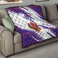 Costa Rica Christmas Quilt with Holiday Bird Gifts Red Blue Pattern and National Flag Design - Wonder Print Shop