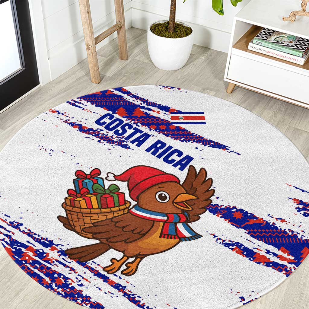 Costa Rica Christmas Round Carpet with Holiday Bird Gifts Red Blue Pattern and National Flag Design - Wonder Print Shop