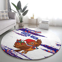 Costa Rica Christmas Round Carpet with Holiday Bird Gifts Red Blue Pattern and National Flag Design - Wonder Print Shop