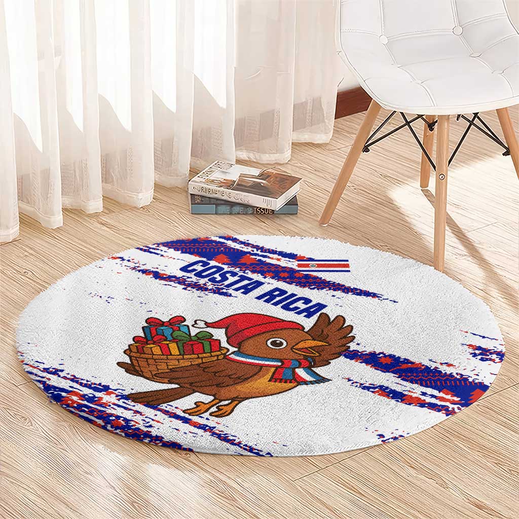 Costa Rica Christmas Round Carpet with Holiday Bird Gifts Red Blue Pattern and National Flag Design - Wonder Print Shop